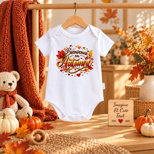 Body - bébé - baby - sublimation - impression infusible ink - automne - saison - bienvenue - couleurs