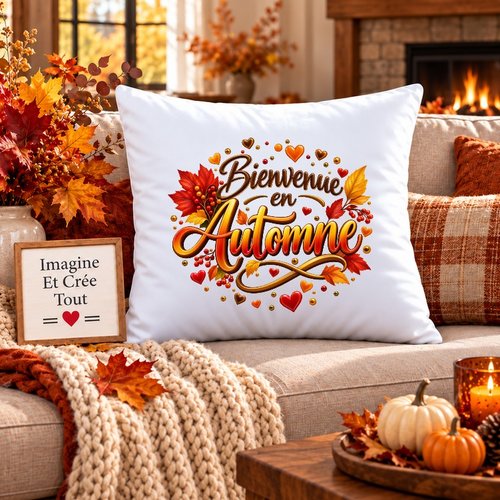Taie personnalisée - lit - sommeil - sublimation - impression infusible ink - automne - saison - bienvenue - couleurs - feuilles