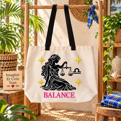 Tote bag taille l - sublimation - impression infusible ink - astrologie - galaxie - constellations - signe