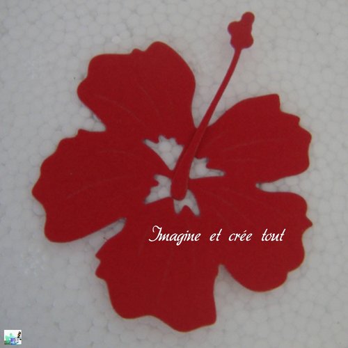 Découpe scrap, embellissement, déco, hibiscus rouge, fleur exotique, découpe en papier dessin