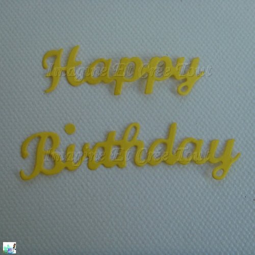 Happy birthday" en 2 parties, fête, anniversaire, déco, scrapbooking, papier dessin rose pâle