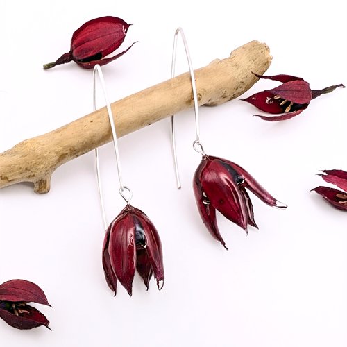Boucles d'oreilles "fuchsia" (modèle 5,argenté)