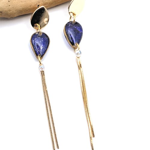 Boucles d'oreilles fines "dentelle d'hortensia" -violet-