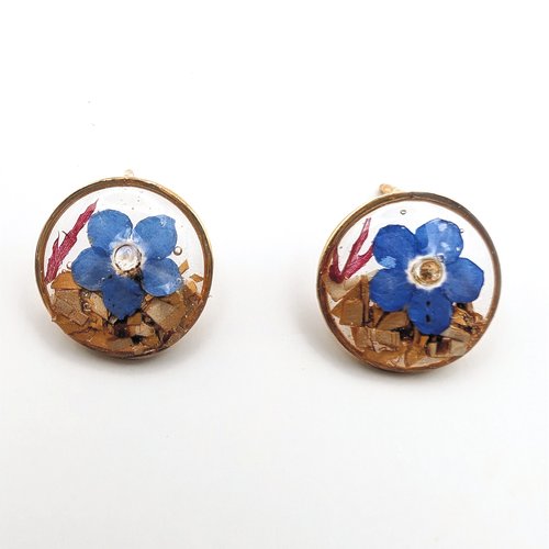Puces d'oreilles dorées "little garden". (15mm)