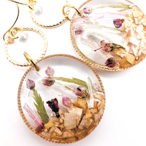 Boucles d’oreilles "little garden, rosée du matin".