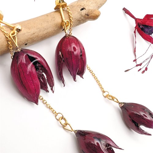 Boucles d'oreilles "fuchsia" (modèle 2)