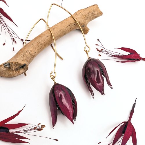 Boucles d'oreilles "fuchsia" (modèle 5, doré)
