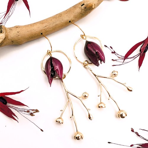 Boucles d'oreilles "fuchsia". (modèle 6)
