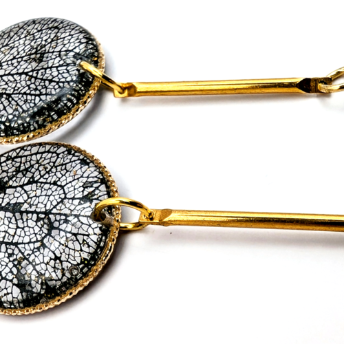 Boucles d'oreilles "dentelle d'hortensia" -noir-