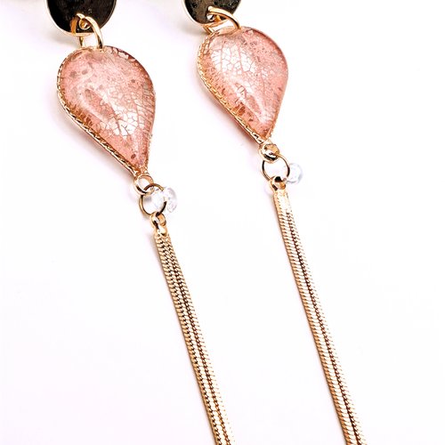 Boucles d'oreilles fines "dentelle d'hortensia" -rose pâle-