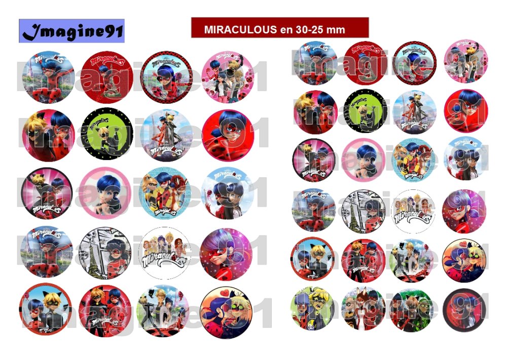 Planche D Images Digitales A Imprimer Miraculous En 30 25 Mm Un Grand Marche