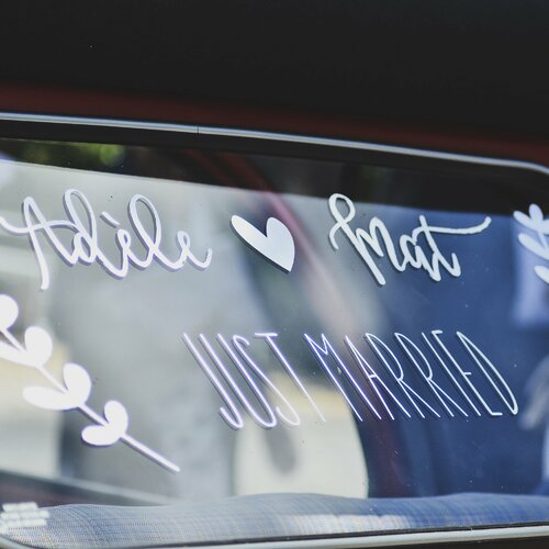 16 stickers Coeur design - Décoration murale ou voiture de mariés