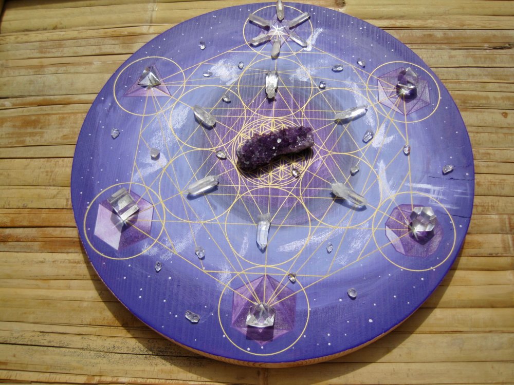 Cube de métatron fleur de vie solides de platon bois 33cm violet - Un