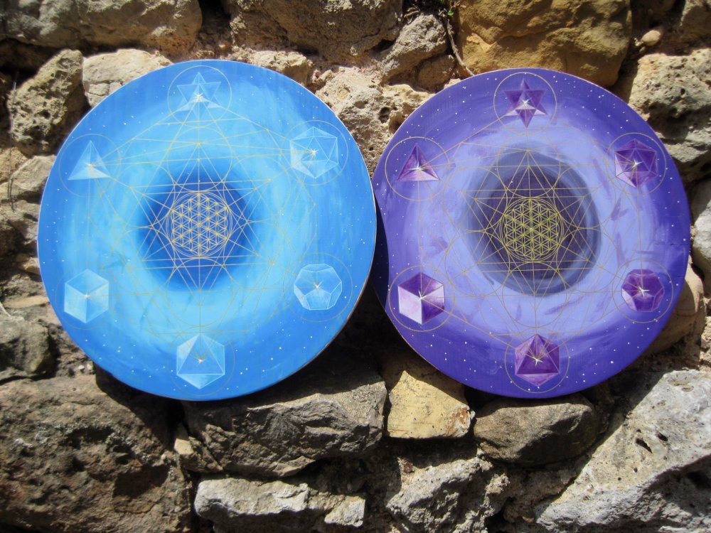 Cube de métatron fleur de vie solides de platon bois 33cm violet - Un