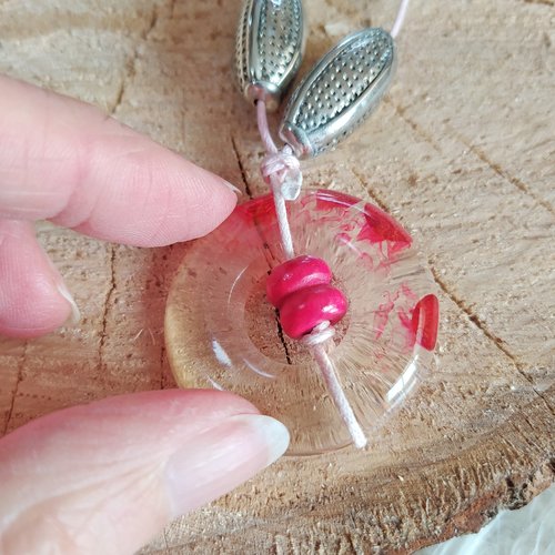 Collier perles roses en polymère