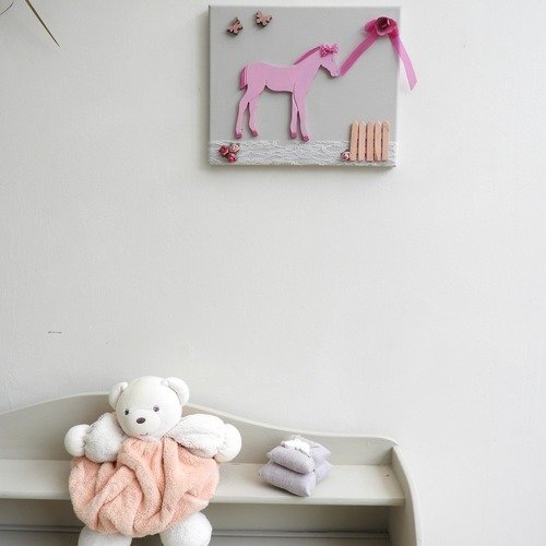Décoration chambre fille- tableau décoratif cheval- cadeau pour jeune fille