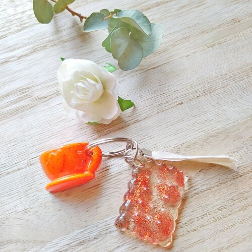 Porte-clés orange, bijou de sac, cadeau pour femme, petit cadeau
