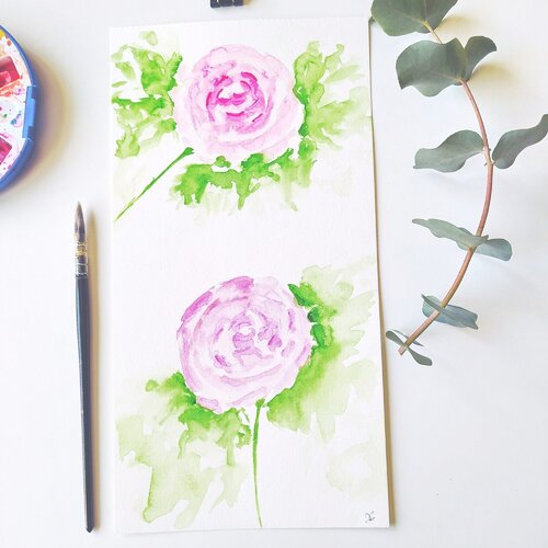 Aquarelle botanique, affiche fleurs roses, aquarelle fleurs, décoration murale rose, cadeau femme jardinière