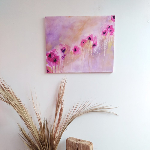 Toile abstraite acrylique, peinture "floral", toile 40x50 cm, décoration murale salon, art à la maison