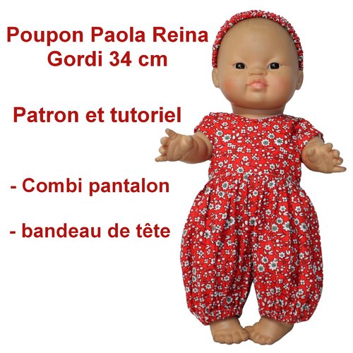 Combinaison pantalon et bandeau de tête pour poupon paola reina : patron et tutoriel