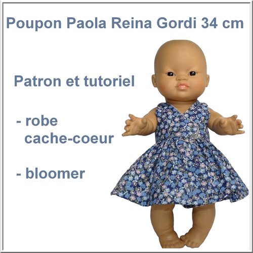 Robe cache-coeur et culotte bloomer pour poupon paola reina