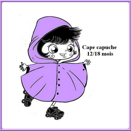 Patron et tutoriel : cape avec capuche 12/18 mois