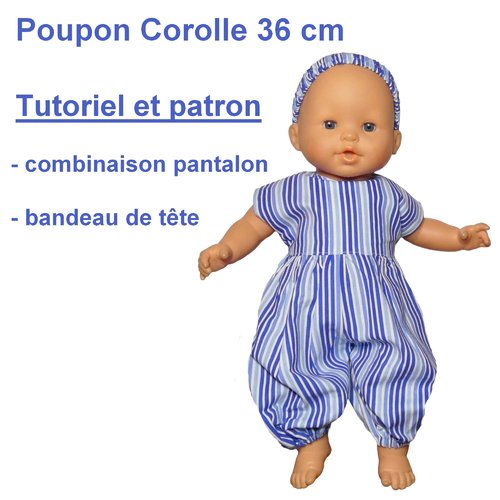 Combinaison pantalon et bandeau de tête poupon 36 cm : patron et tutoriel