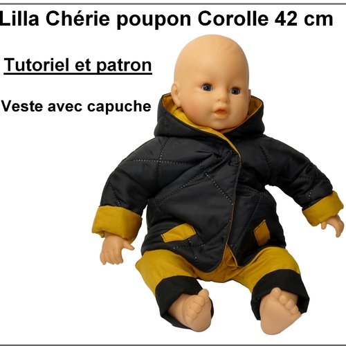 Veste à capuche poupon 42 cm. patron et tutoriel