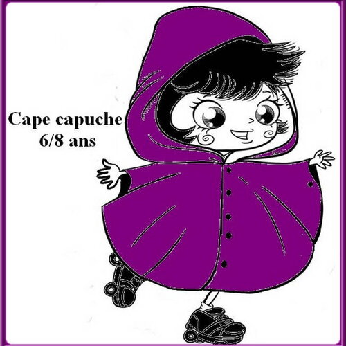 Patron et tutoriel : cape avec capuche 6/8 ans