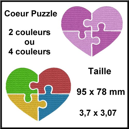 Coeur puzzle : fichier broderie