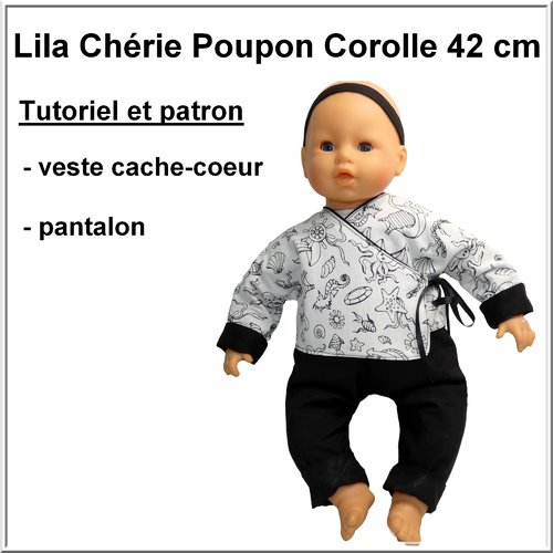 Veste cache-coeur et pantalon  pour poupon 42 cm.tutoriel et patron