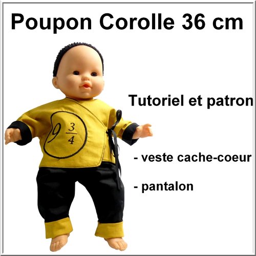 Veste cache-coeur et pantalon : tutoriel et patron pour poupon 36 cm