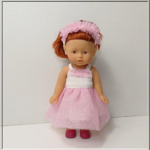 Robe col claudine et chapeau pour mini corolline 20 cm