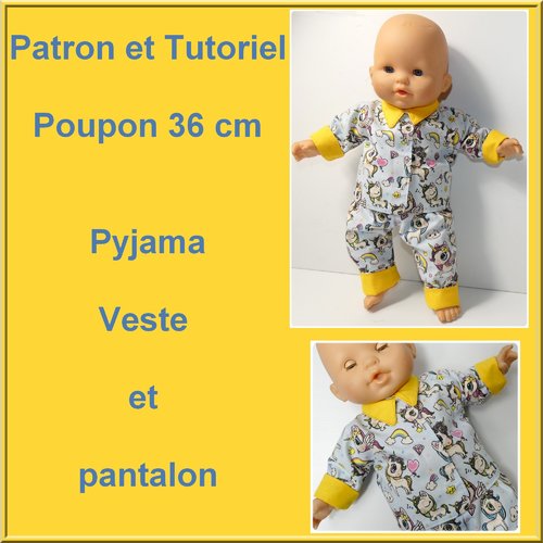 Pyjama pour poupon 36 cm : tutoriel et patron