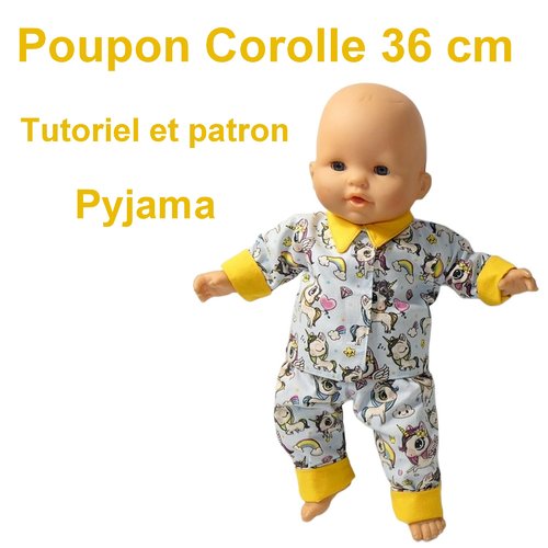 Pyjama pour poupon 36 cm : tutoriel et patron