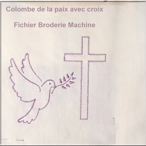Colombe avec croix : fichier broderie machine