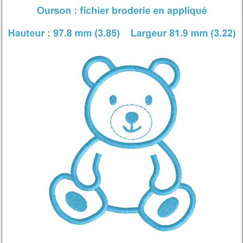 Ourson en appliqué  : fichier broderie machine