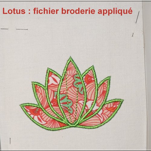 Lotus en appliqué  : fichier broderie machine