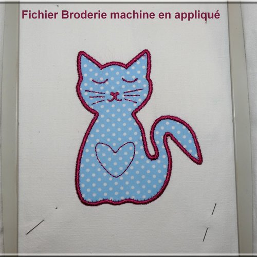 Chat en appliqué  : fichier broderie machine