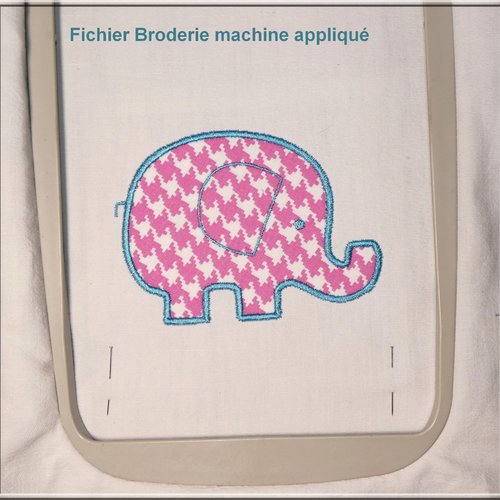 Eléphant en appliqué  : fichier broderie machine