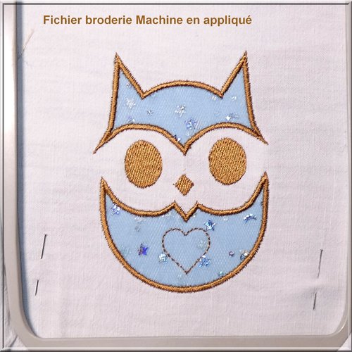 Chouette en appliqué  : fichier broderie machine