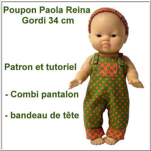 Combinaison pantalon et bandeau de tête pour poupon paola reina : patron et tutoriel