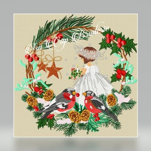 Fichier broderie machine : couronne oiseaux 23x23 ou 16x16