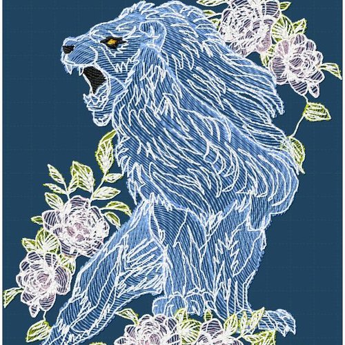 Lion bleu15x20