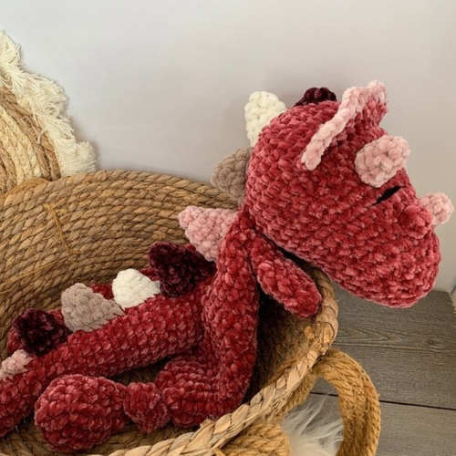 Doudou dinosaure au crochet 100% fait main