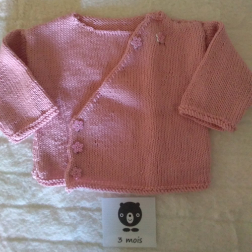 Cache coeur bébé fille rose fait main : 3 mois