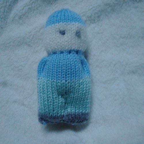 Doudou bonhomme vert, bleu et blanc