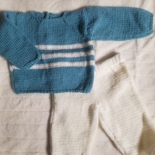 Ensemble layette pull et pantalon bébé garçon : 12 mois