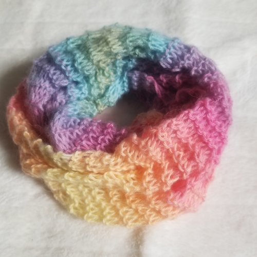 Tour de cou arc-en-ciel, snood fillette  : 5 ans