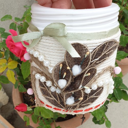 Pot macramé, boîte de décoration macramé,